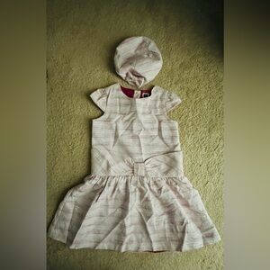 Janie and Jack Pink Textured Dress and Hat (worn once - like new)